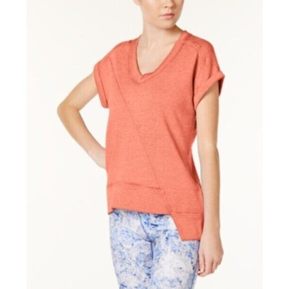Calvin Klein Performance Womens Asymettrical Hem Active Pullover Top Size L Lava - Picture 1 of 6